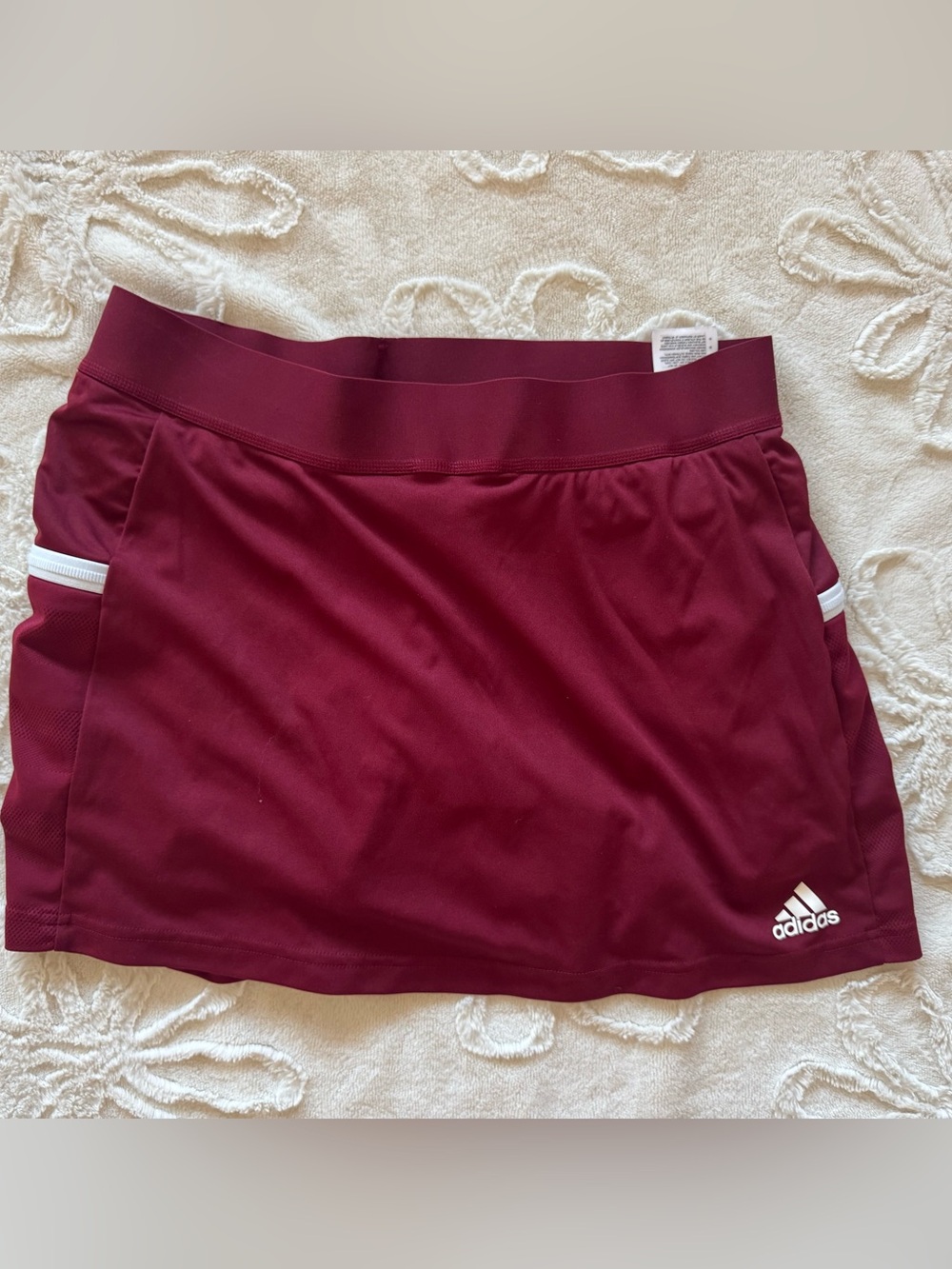 adidas Women's crimson Aeroready Athletic Skort - Burgundy with White Trim